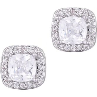 Adornia Cubic Zirconia Halo Cushion Stud Earrings in Silver at Nordstrom Rack