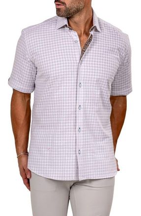 Maceoo Galileo Marthy Short Sleeve Button-Up Shirt in Grey at Nordstrom, Size 4