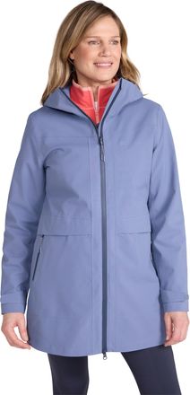 Mountain Warehouse April Womens Longline Waterproof Jacket - Long Coat with Taped Seams, Zipped Pockets & Adjustable Cuffs - Spring Wet Weather, Walking & Outdoors Blue 