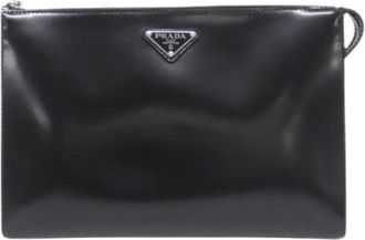 Prada Pre-owned Clutches, male, Black, Size: ONE SIZE Pre-owned 2Vf030 Spazzolato Shoulder Bag