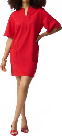 Joseph Ribkoff Woven Short Sleeve Straight Dress In Radiant Red