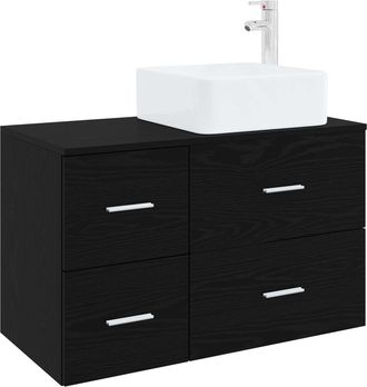 vidaXL Juego De Muebles De Ba&ntilde;o 2 Uds. Roble Negro Vidaxl