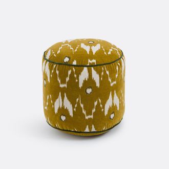 La Redoute Interieurs Fluwelen poef, diameter 35 cm, katoen, geborduurd met Ikat-motieven, ASTANA