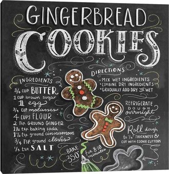 iCanvas Icanvas Gingerbread Cookies Recipe Wall Art