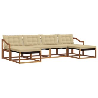 vidaXL Conjunto De Sof&aacute;s De Exterior Con Coj&iacute;n 6 Pcs Natural Y Beige Vidaxl