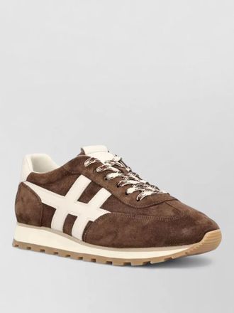 Hogan h701 suede sneakers round toe design