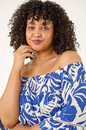 Roman Printed Bardot Top