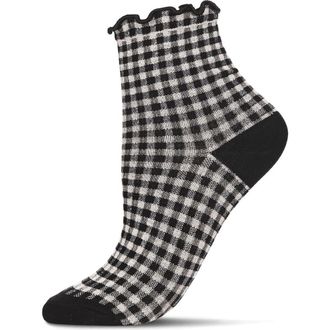 MeMoi Gingham Ankle Socks in Black at Nordstrom, Size 9