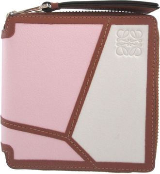 Loewe Brown Ivory Pink Leather Wallet (Tri-Fold) (Pre-Owned)