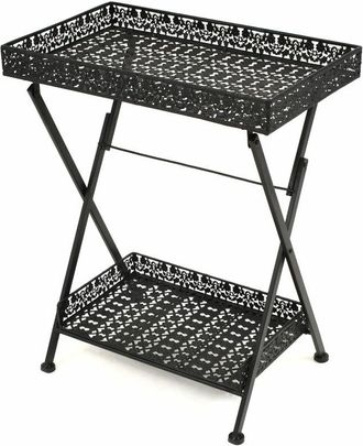 vidaXL Vidaxl - Folding Tea Table Vintage Style Metal 58x35x72 cm Black