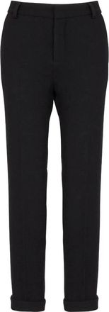 Balmain Crepe Straight-Leg Broeken - Dames - Slim Fit Broeken - Zwart - XL - Wol - Broeken