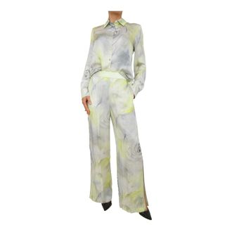 Blugirl Wide Trousers, female, Multicolor, Size: 2XS Pant Lungo Raso Stampato