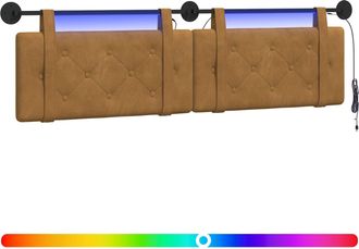 vidaXL Cabecero Colgante Con Luz Led Marr&oacute;n Terciopelo Vidaxl