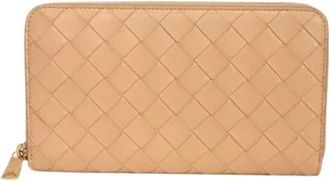 Bottega Veneta Pre-owned Maxi Zip Around Wallet Long Wallet - Dames - Vintage Accessoires - Beige - ONE Size - Leer - Vintage