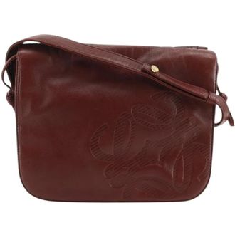 Loewe Pre-owned Cross Body Bags, female, Red, Size: ONE SIZE Pre-owned Leather Shoulder Bag