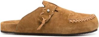 Buttero Schoenen, Heren, Bruin, 40 EU, Leer, Slippers met decoratieve stiksels