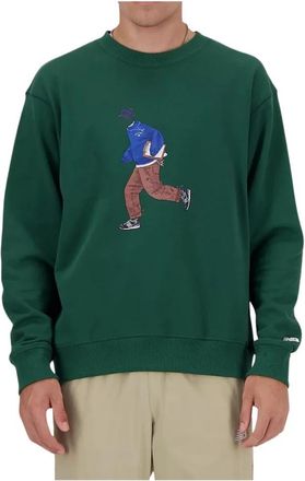 New Balance Cotton Sweatshirt - Heren - Sweatshirts - Groen - S - Katoen - Hoodies & sweatvesten
