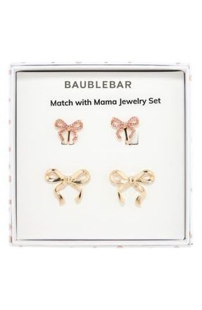 BaubleBar Match with Mama Set of 2 Bow Clip-On & Stud Earrings in Gold at Nordstrom Rack