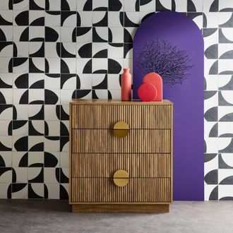 Sweeek 4-drawer Chest With Grooved Mango Wooden Effect in Brown