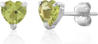 MAX + STONE 14K White or Yellow Gold 3 Prong Heart Shape Gemstone Stud Earrings