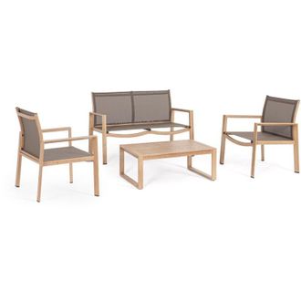 BIZZOTTO Salotto con poltrone e tavolino Kallen struttura in alluminio per veranda e giardino -Bianco