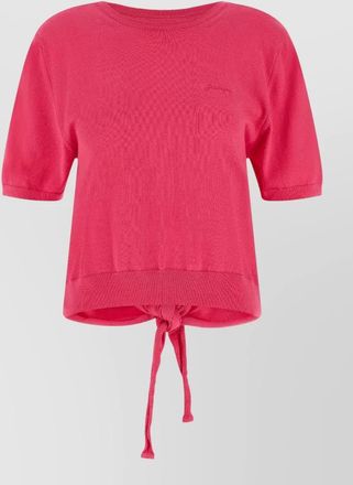 Ganni organic cotton knotted bare back short-sleeve sweater