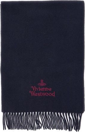 Vivienne Westwood Geborduurde Sjaal - unisex - Wintersjaals - Blauw - ONE Size - Wol - Accessoires