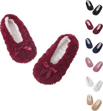 Generic Womens Ladies Slipper Socks Autumn Winter Warm Slip On Fleece Heart Gem Bow Slippers Ballet Style Plush Non Slip Socks Regular Soft Fuzzy Soft Slipper