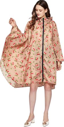 Nuur Womens Rain Poncho Jacket Waterproof Lightweight Reusable Hiking Rain Coat Jacket with Hood for Bicycle Moto