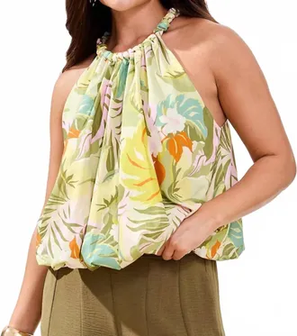 Tribal Printed Bubble Hem Blouse In Kiwizest