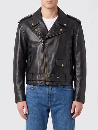 Balmain Smooth Leather Biker Jacket with Lapel Collar and Asymmetrical Zip