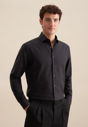 Seidensticker Businesshemd SEIDENSTICKER Schwarze Rose, Herren, Gr. M39, normale &Auml;rmell&auml;ngen, grau (anthrazit), 100% Baumwolle, Strukturmuster, gemustert, regular f