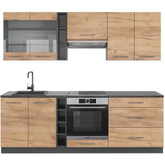 Vicco Mueble De Cocina Fame-line, Oro Power Roble/antracita, 235 Cm, Et Antracita