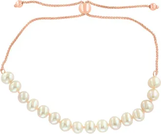 Effy 14K Rose Gold Freshwater Pearl Adjustable Slider Bracelet in 14K Gold at Nordstrom, Size 9