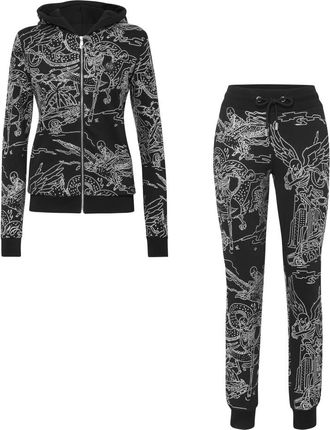 Philipp Plein Jumpsuits & Playsuits, Dames, Zwart, M, Katoen, Tracksuit Top/Broeken Stones Skeleton Tattoo