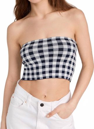 Kule The Jo Plaid Top In Navy / White