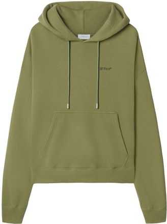 Off-white logo-print hoodie - men - Cotton - S - Green