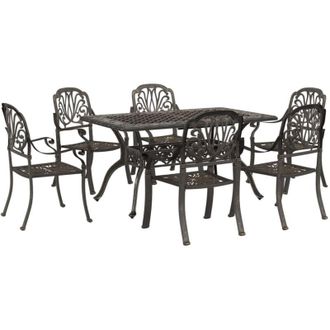 vidaXL Juego De Comedor De Jard&iacute;n 7 Piezas Aluminio Fundido Bronce Vidaxl