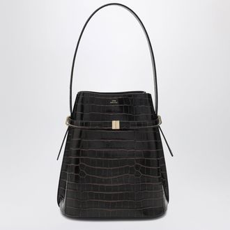 Toteme Brown crocodile-embossed leather bucket bag