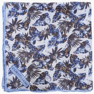 Corneliani Plant Motif Linen Pocket Square size Unica