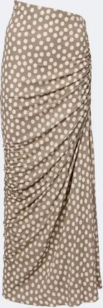 Alaia Ala&iuml;a Gathered polka-dot jersey maxi skirt