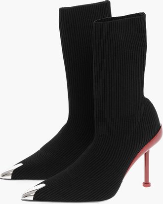 Alexander McQueen Stivaletti Sock con Punta Metallica e Tacco a Spillo 10cm Alexander McQueen