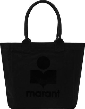 Isabel Marant Faded Black Cotton Logo Tote Bag