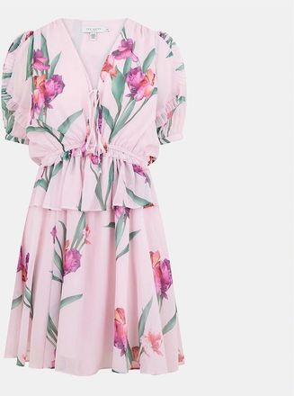 Ted Baker Womens Woven V-Neck Mini A-Line Dress - Lt Pnk - Size: 6 2x