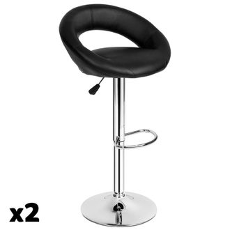 TecTake 2 taburetes altos cuero sint&eacute;tico, negro