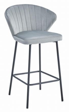 OEM Taburete Gatta - Terciopelo Gris Plata / Patas Negras X 1