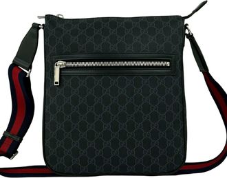 Gucci Black Navy Red Color Leather Pvc Shoulder Bag Tote Bag (Pre-Owned)