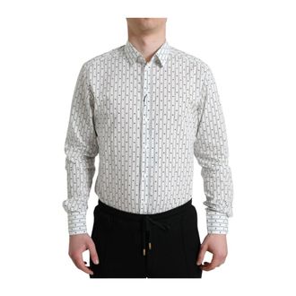 Dolce & Gabbana Casual Shirts, male, White, Size: M Classic Fit Printed Shirt
