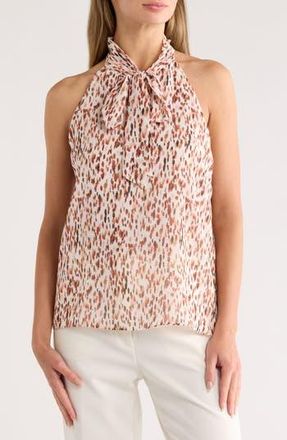 Calvin Klein Tie Neck Chiffon Top in Cream Multi at Nordstrom Rack, Size X-Large