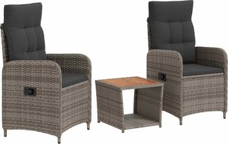 vidaXL Conjunto De Sof&aacute;s De Jard&iacute;n 3 Uds. Gris Claro Y Gris Oscuro Vidaxl